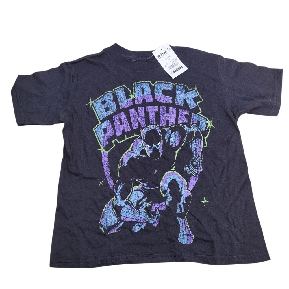 Unisex Black Panther T-Shirt Marvel Short Sleeves Black Size X-Small New